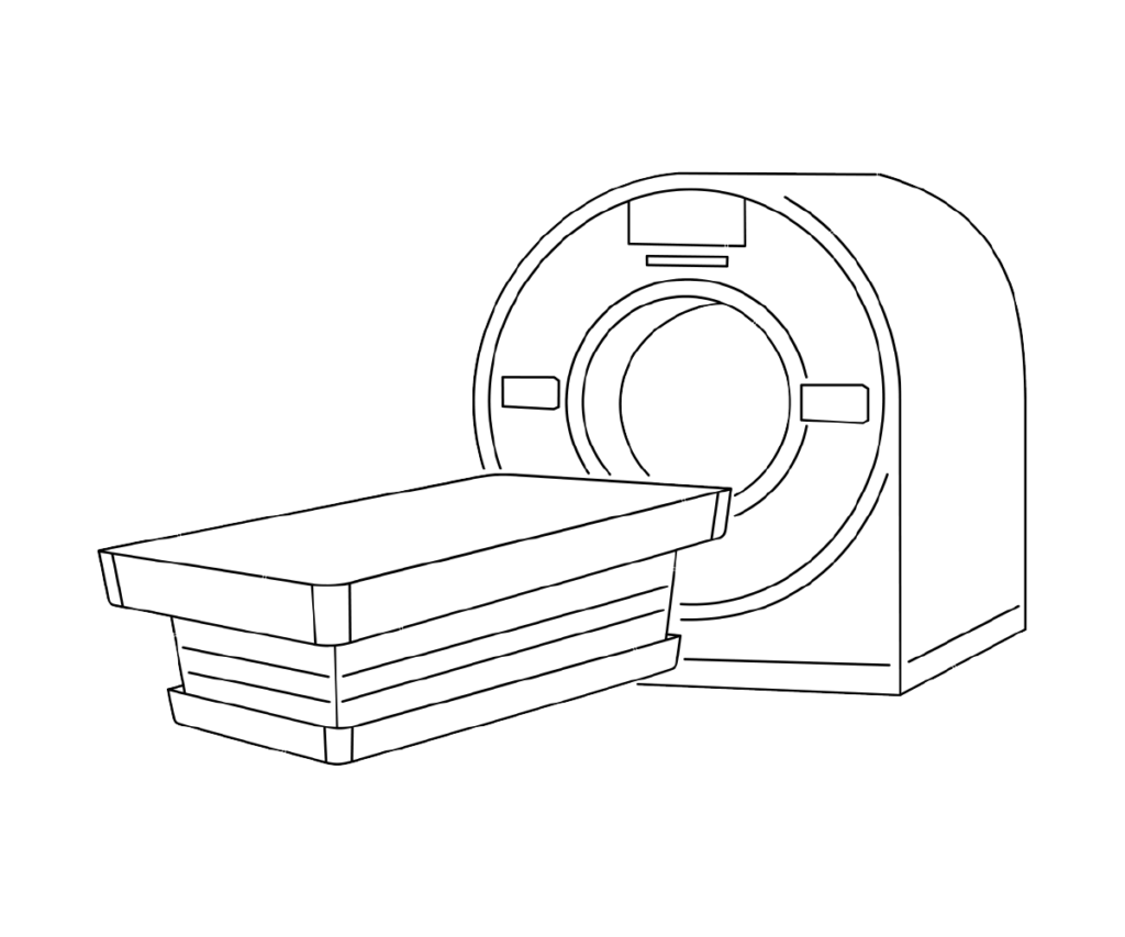CT検査を行う装置の白黒イラスト