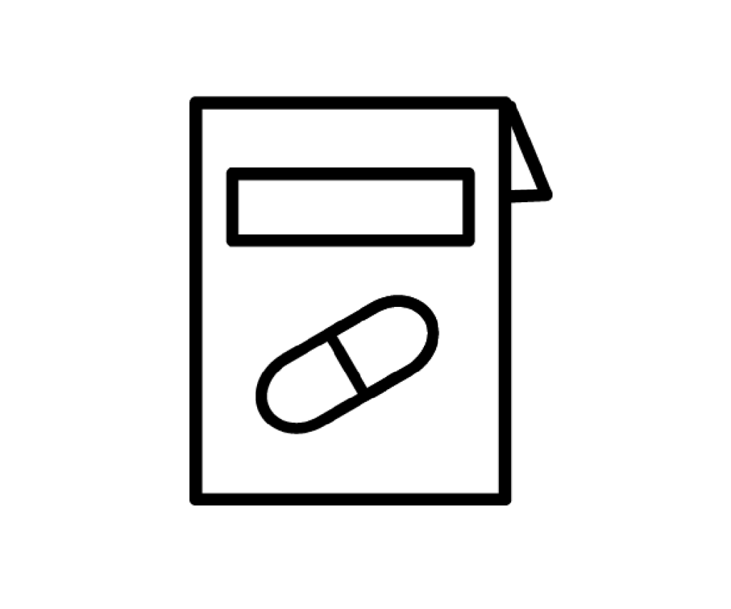 紙袋入りの薬の白黒イラスト