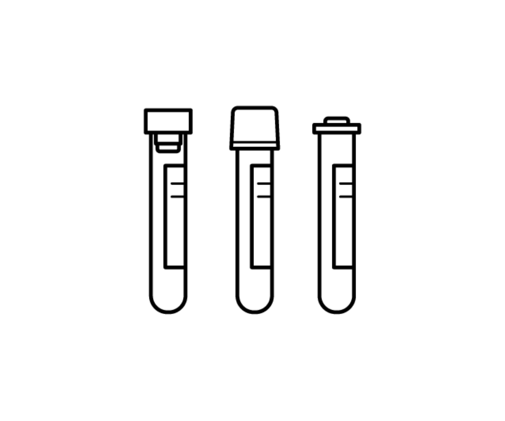 3種類の採血管の白黒イラスト