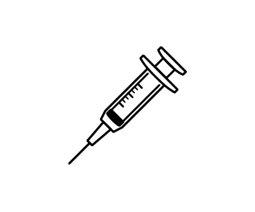 注射器（シリンジと注射針）の白黒イラスト