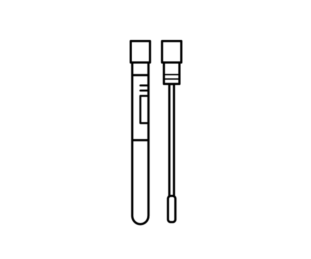 試験管付きスワブの白黒イラスト