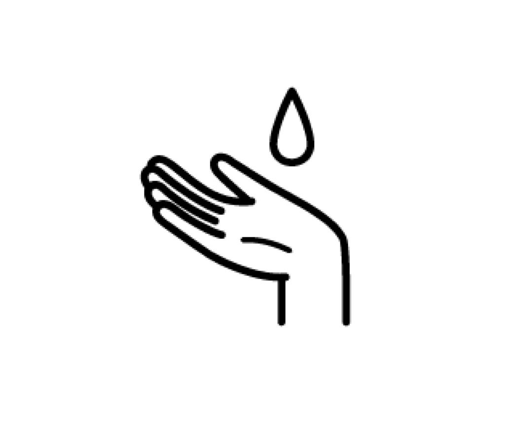 手指のアルコール消毒の白黒イラスト