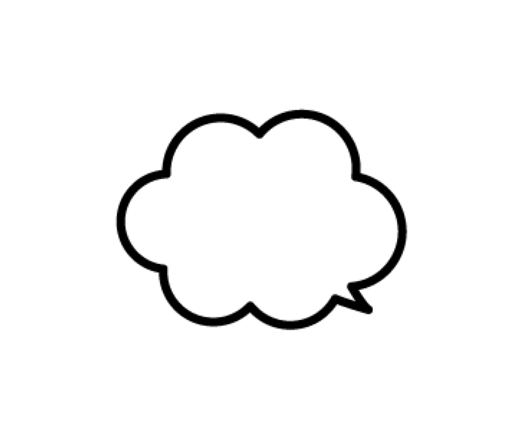 雲型の吹き出しの白黒イラスト
