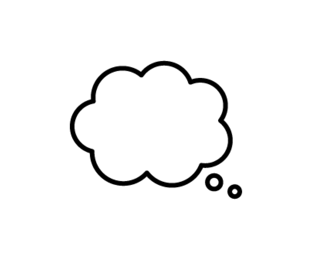 雲型の思考吹き出しの白黒イラスト