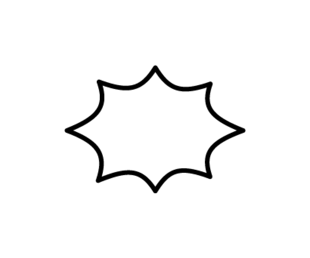 強調の吹き出しの白黒イラスト