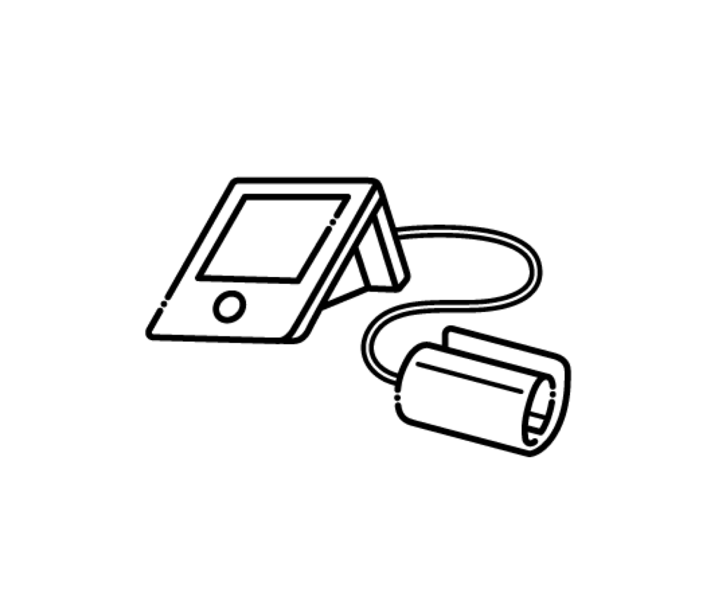 電子血圧計の白黒イラスト