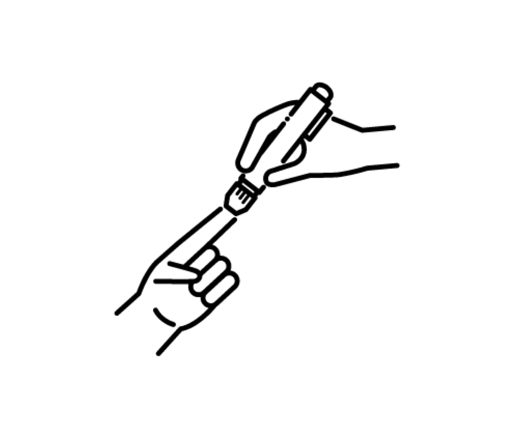 採血用穿刺器具を使用する白黒イラスト