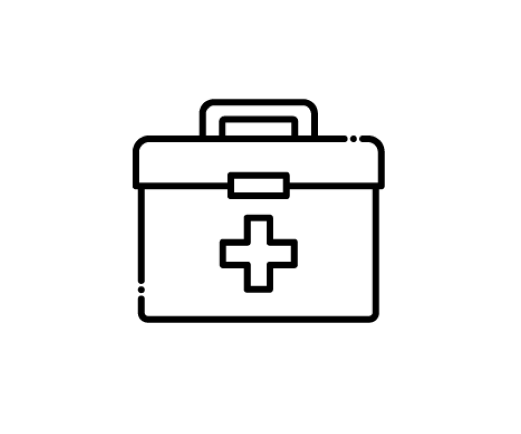 救急箱の白黒イラスト