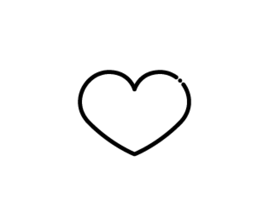 ハートマークの白黒イラスト