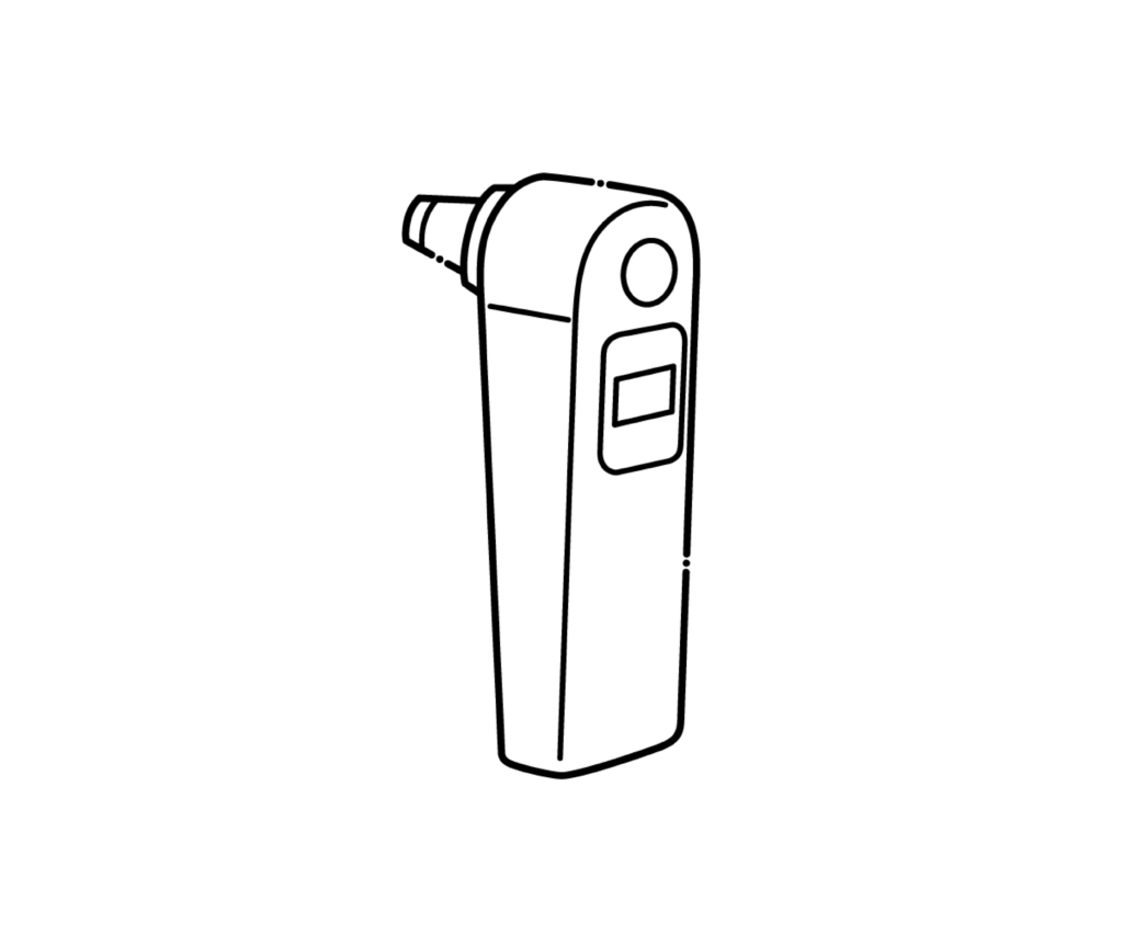 耳式体温計の白黒イラスト