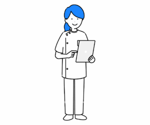 タブレットを操作する女性看護師のイラスト
