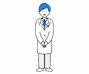 身体の前で手を組む男性薬剤師のイラスト