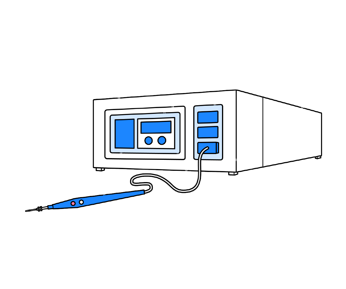 電気メスペンシルと本体のイラスト