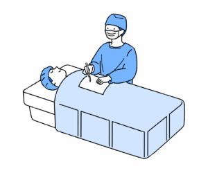 メスを持ち手術を行う医師のイラスト