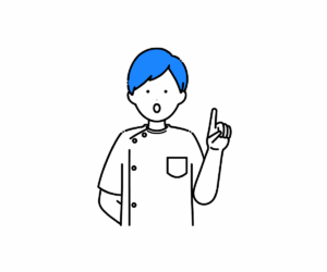 ケーシー姿で指を立てて話す男性看護師のイラスト