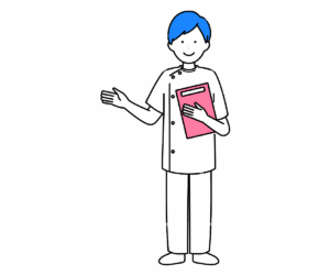 ケーシー姿でバインダーを持つ男性看護師のイラスト