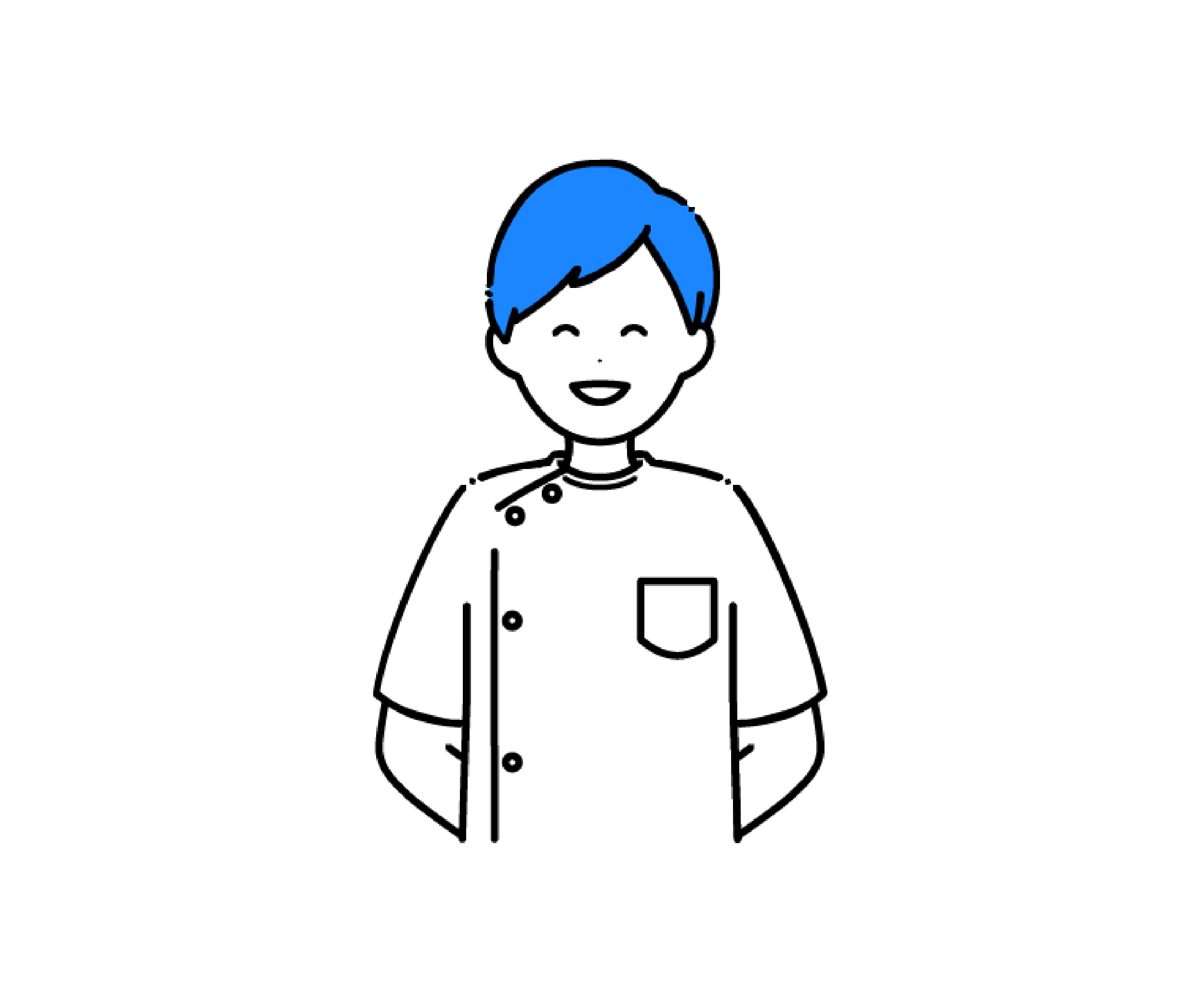 ケーシー姿で笑顔の男性看護師のイラスト