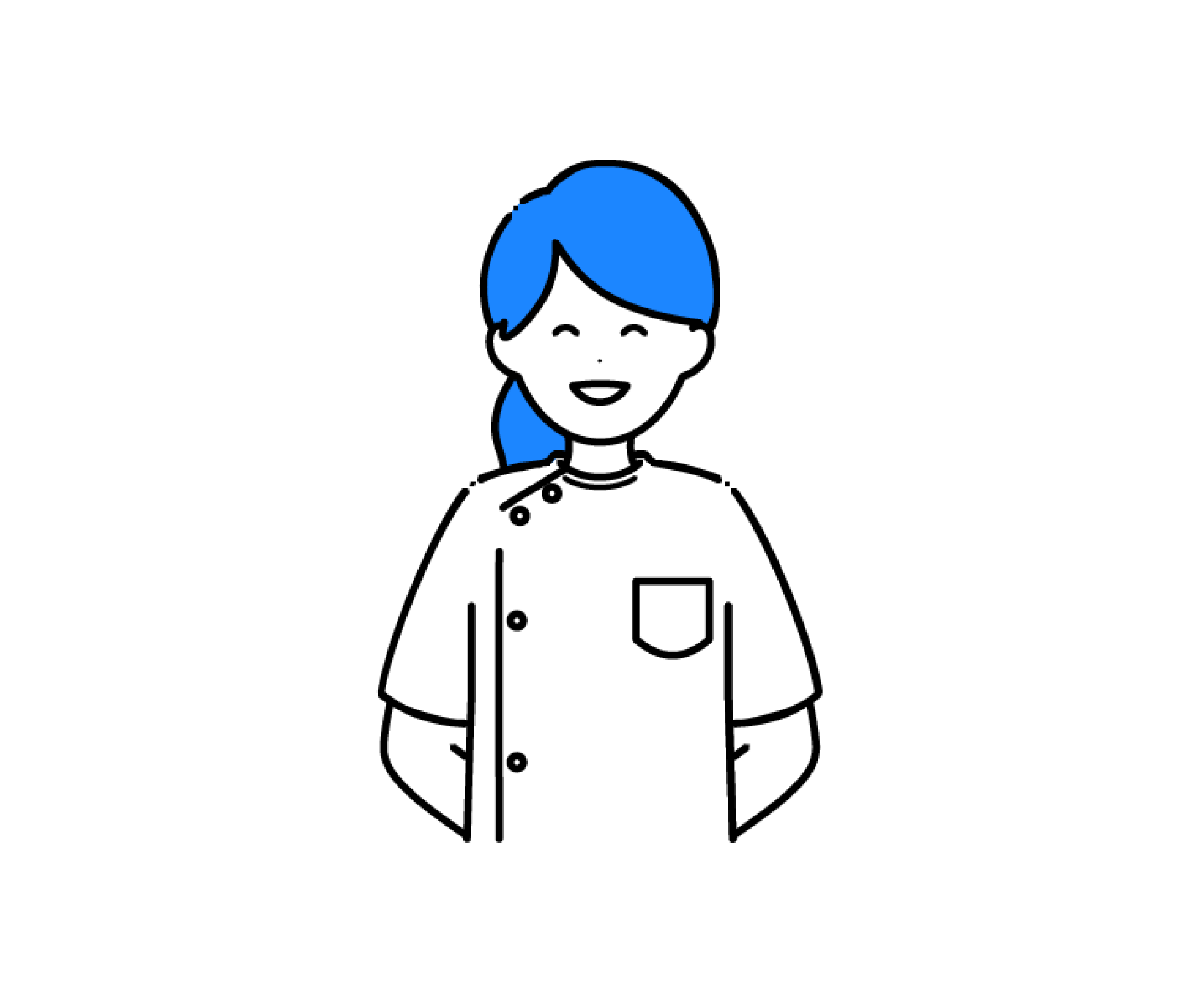 ケーシー姿で笑顔の女性看護師のイラスト