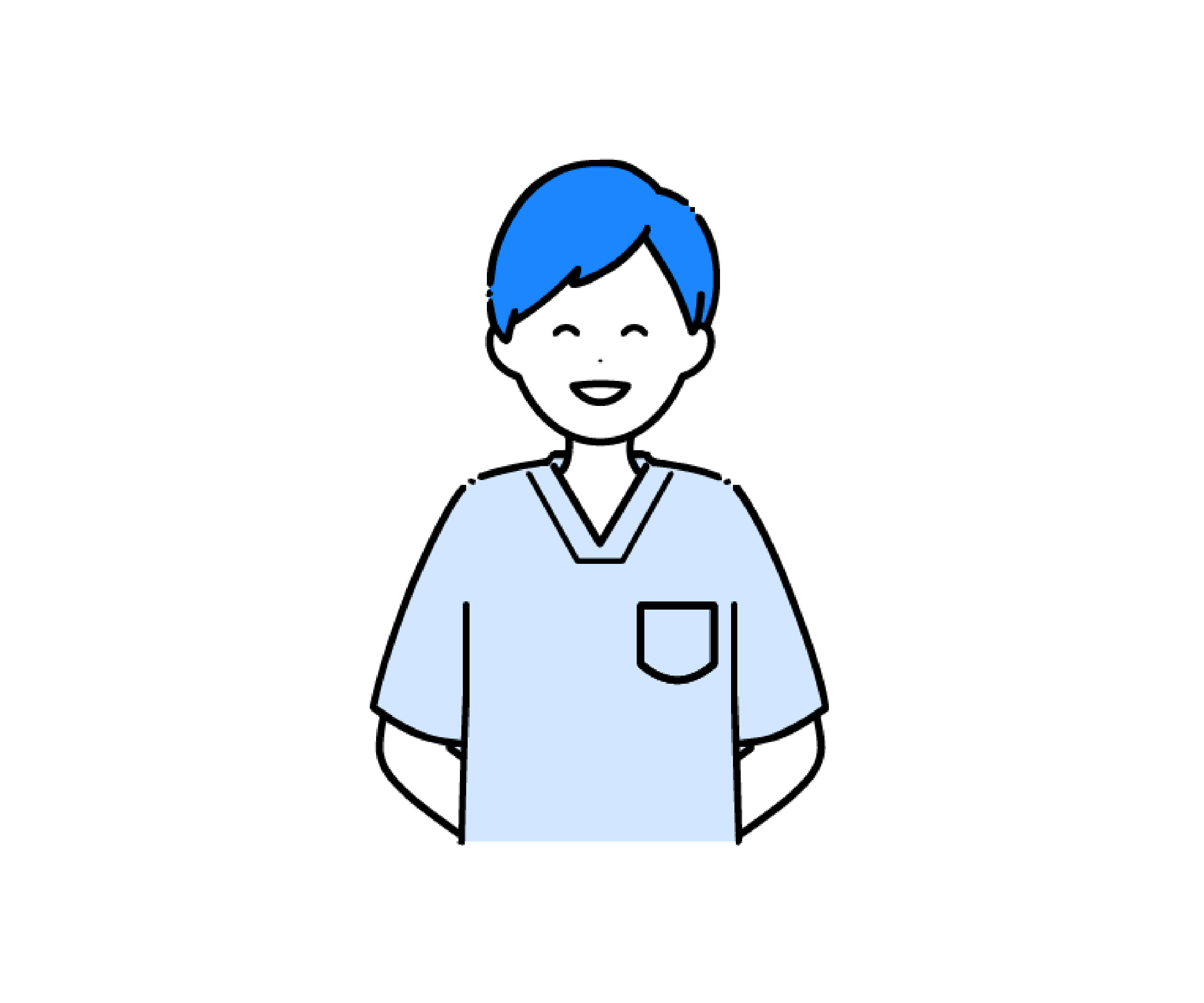 スクラブ姿で笑顔の男性看護師のイラスト