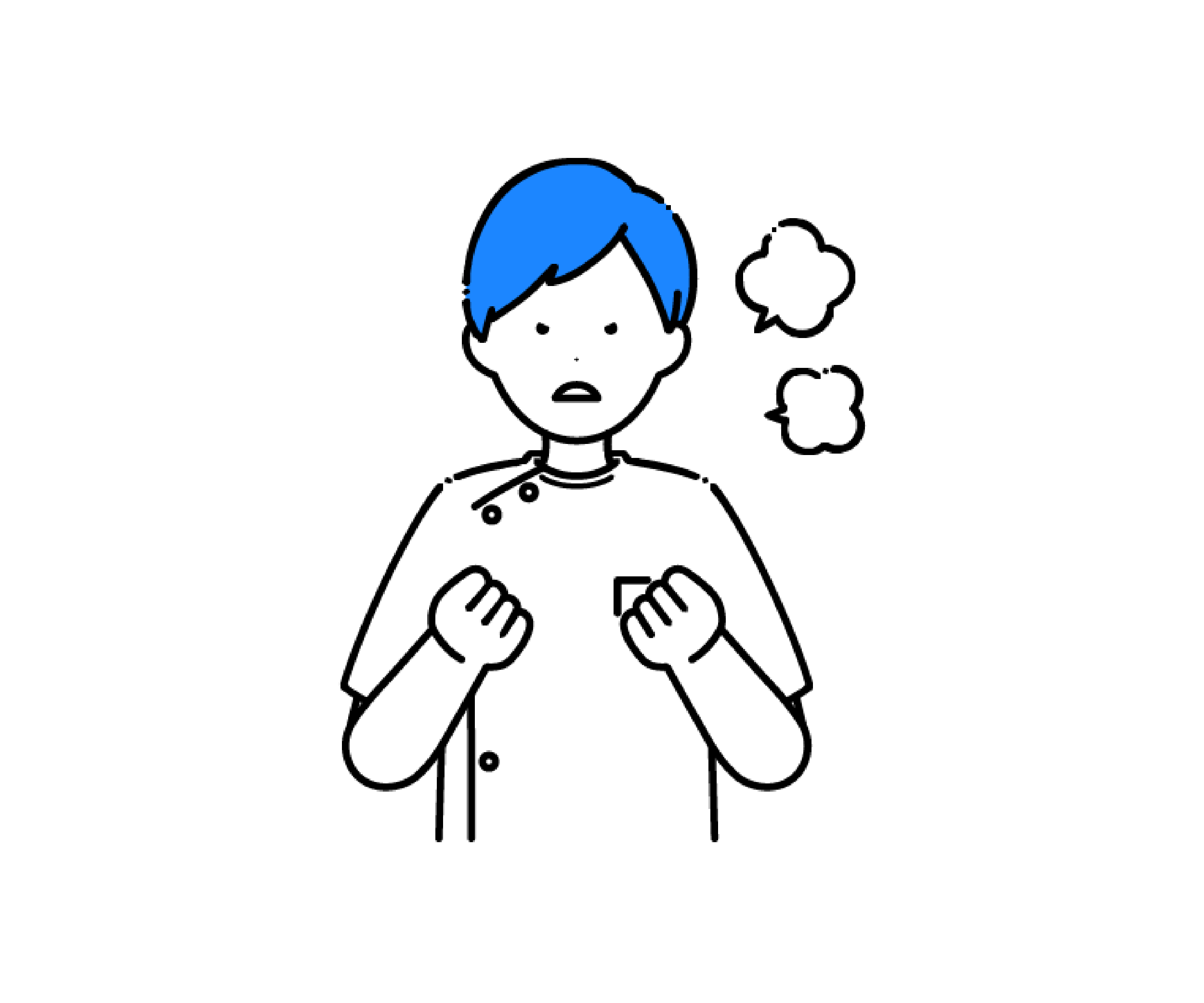 ケーシー姿で怒った男性看護師のイラスト