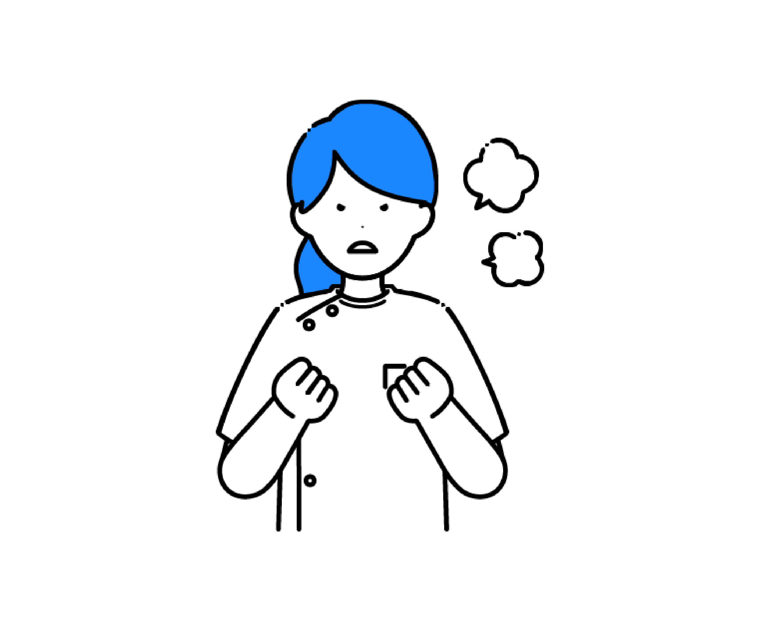 ケーシー姿で怒った女性看護師のイラスト