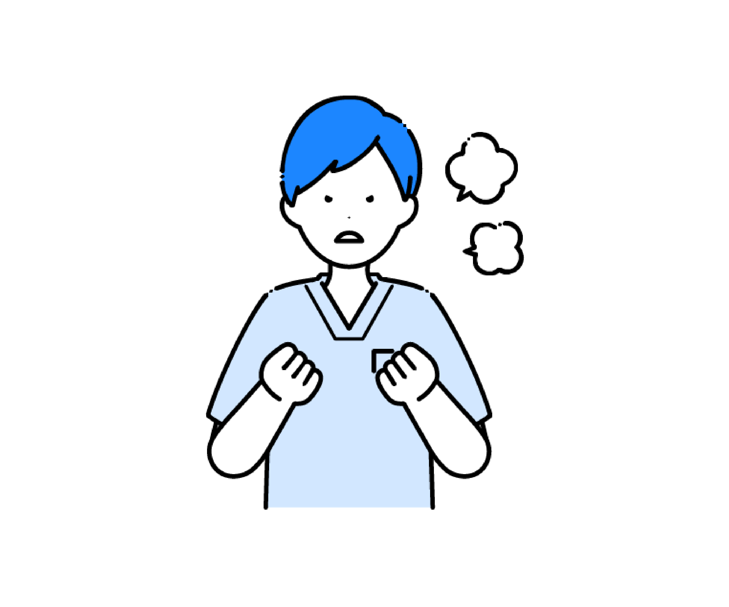スクラブ姿で怒った男性看護師のイラスト