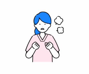 スクラブ姿で怒った女性看護師のイラスト