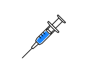 注射液の入った注射器（シリンジと注射針）のイラスト