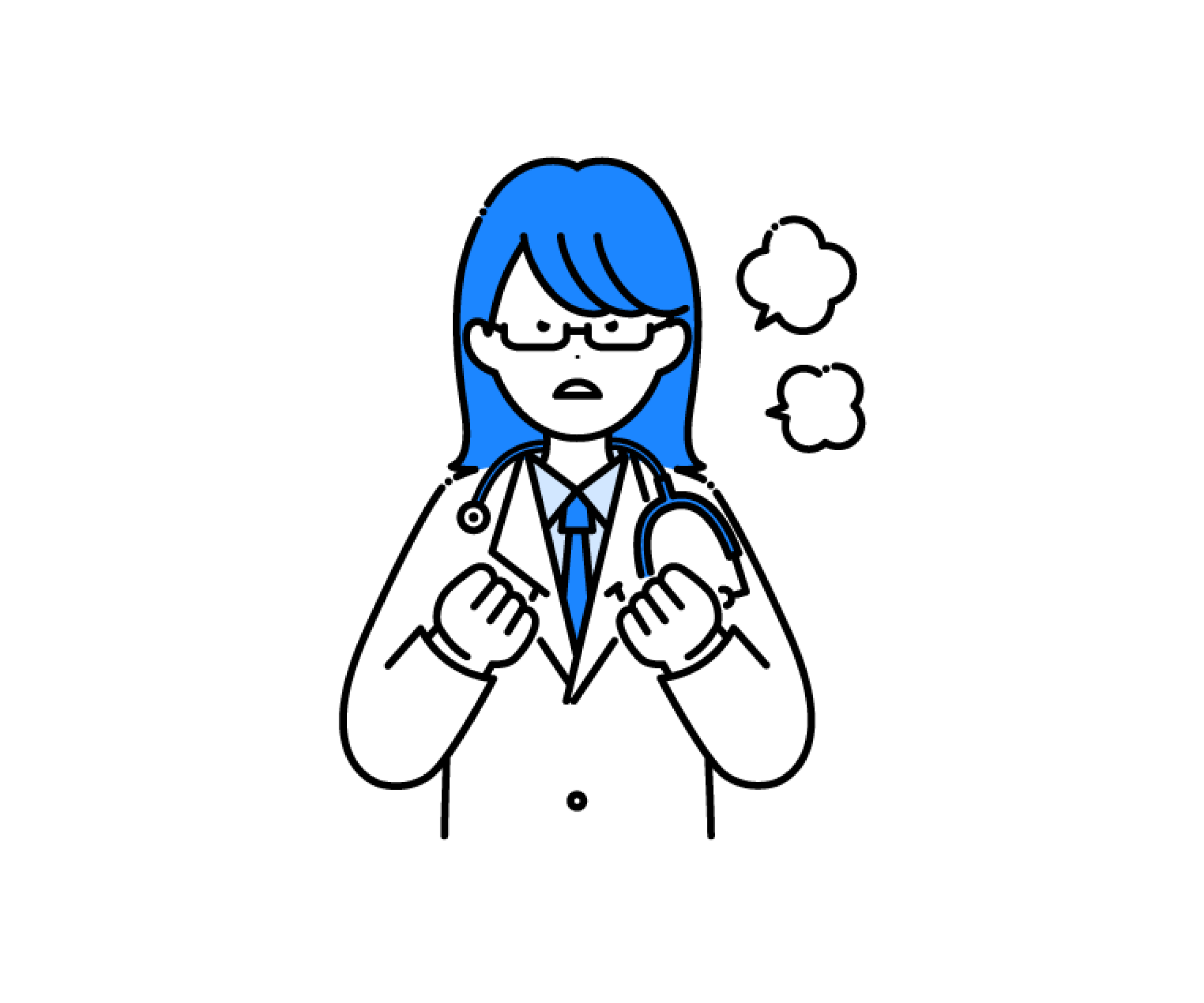 白衣を着て怒った女性医師のイラスト