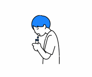 唾液検体採取検査をする人のイラスト