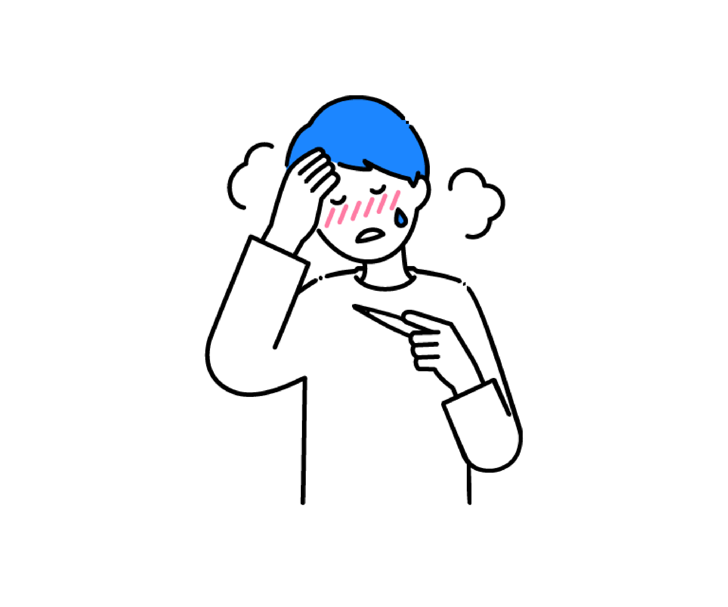 発熱をした男性のイラスト