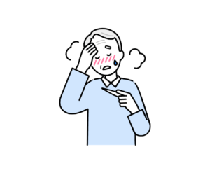 発熱をした高齢男性のイラスト