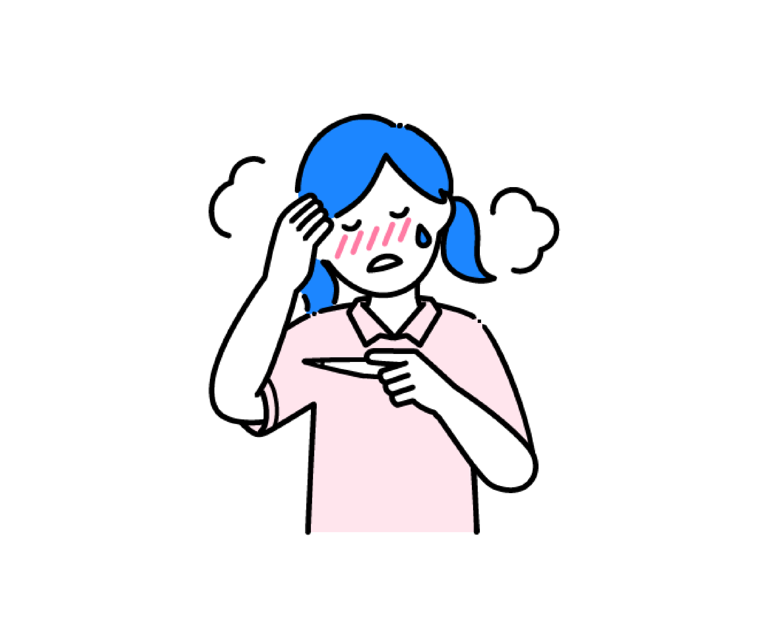 発熱をした小さい女の子のイラスト