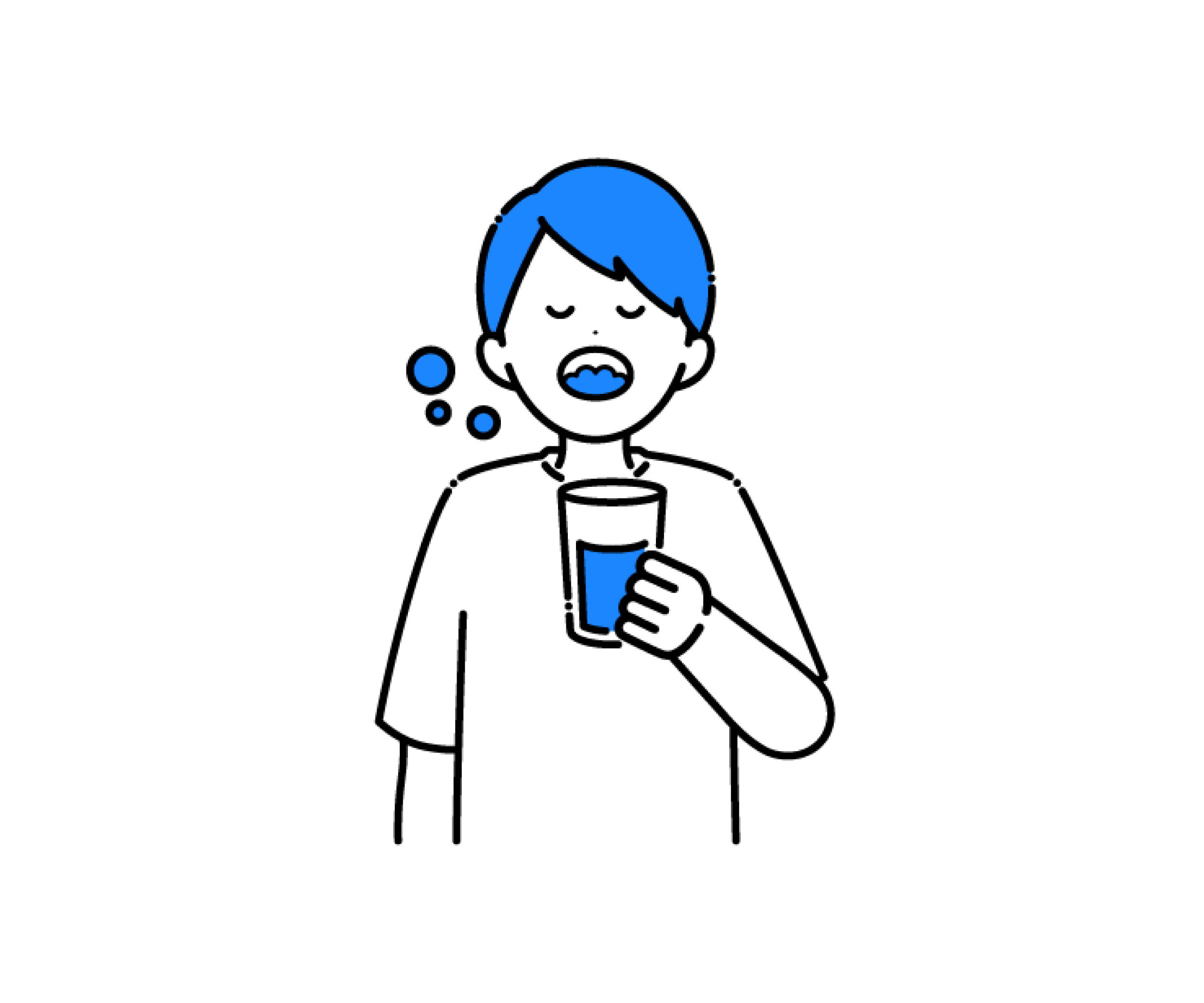 うがいをする男性のイラスト