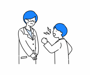 カスタマーハラスメントを受ける医師のイラスト