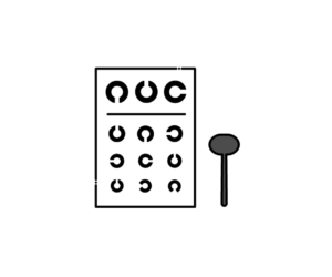 遮眼子と視力表のイラスト