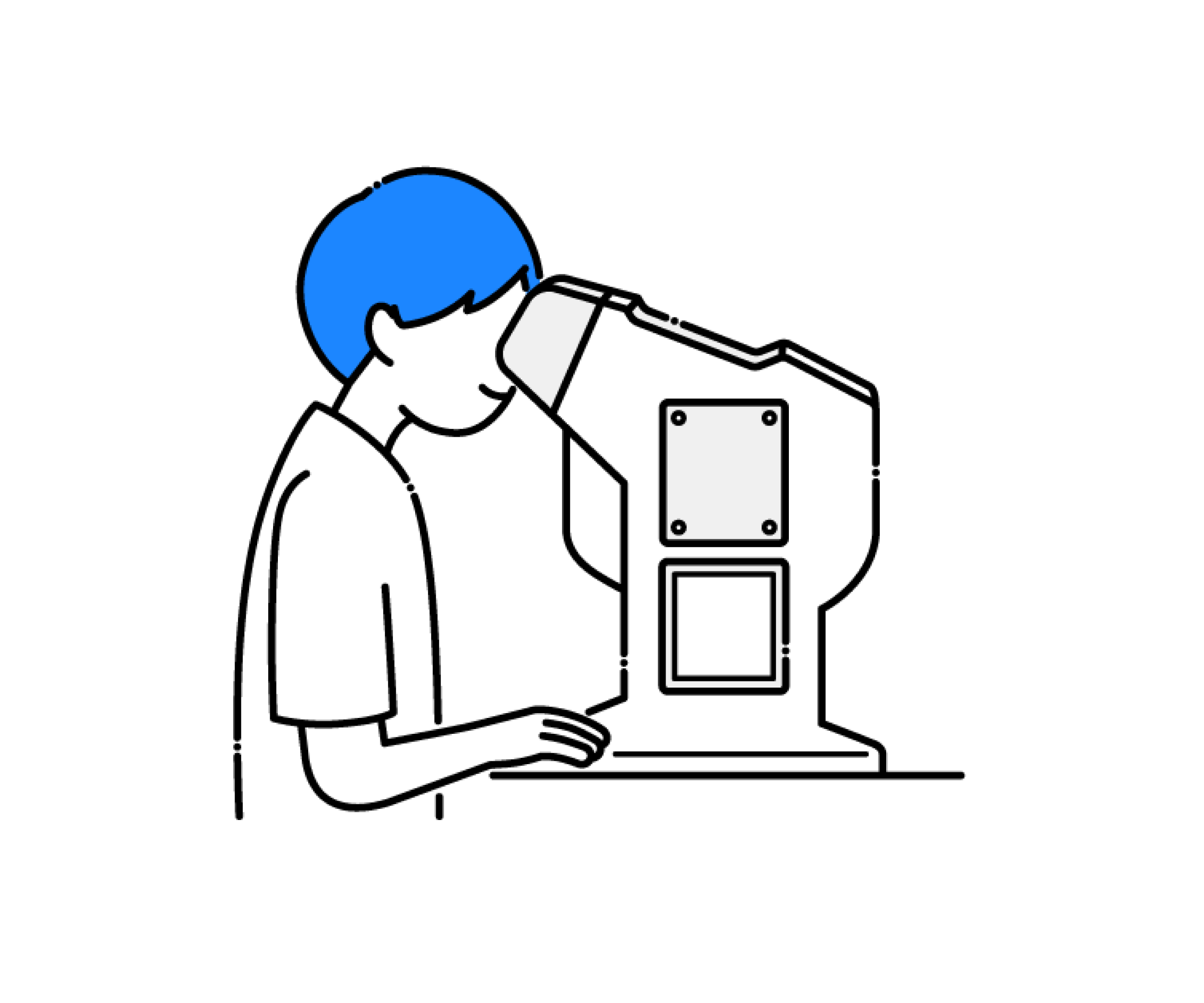 計測器で視力検査をする男性のイラスト