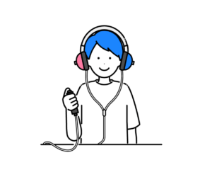 聴力検査をする男性のイラスト