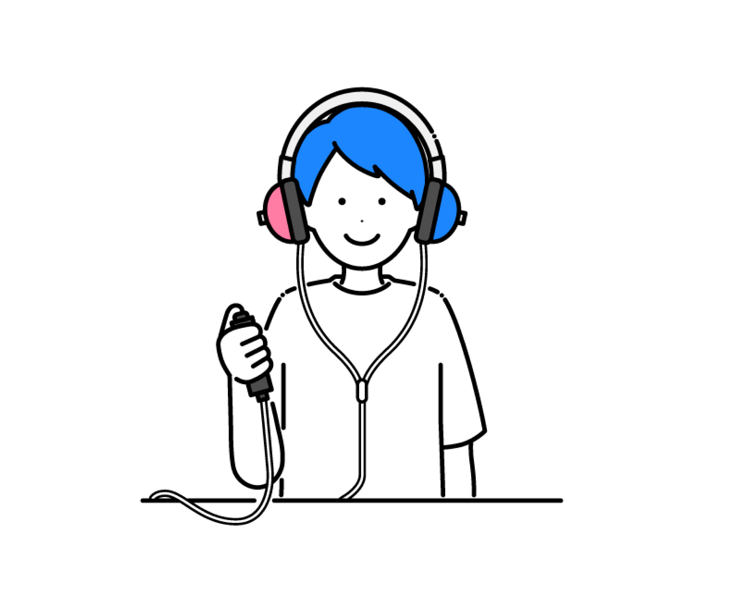 聴力検査をする男性のイラスト