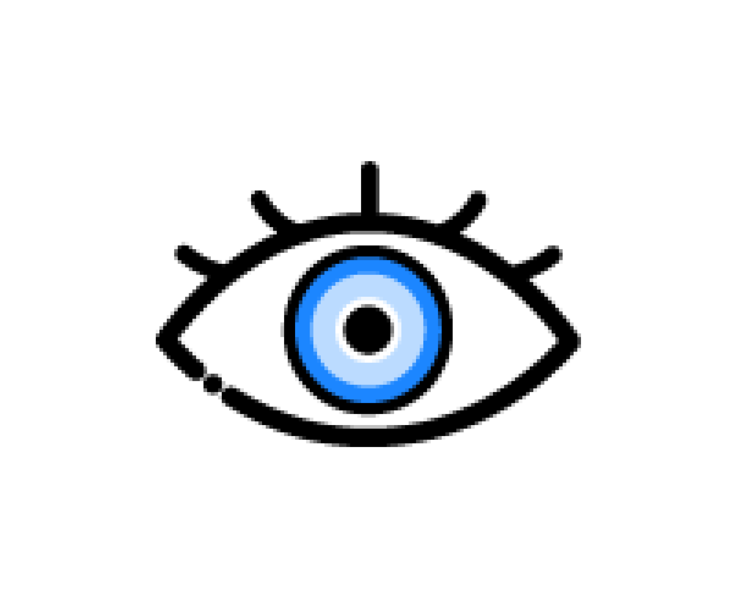 カラーコンタクトレンズ（青）を装着した目のイラスト