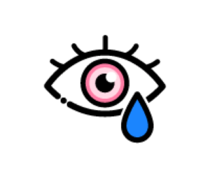 涙とカラーコンタクトレンズ（ピンク）を装着した瞳のイラスト