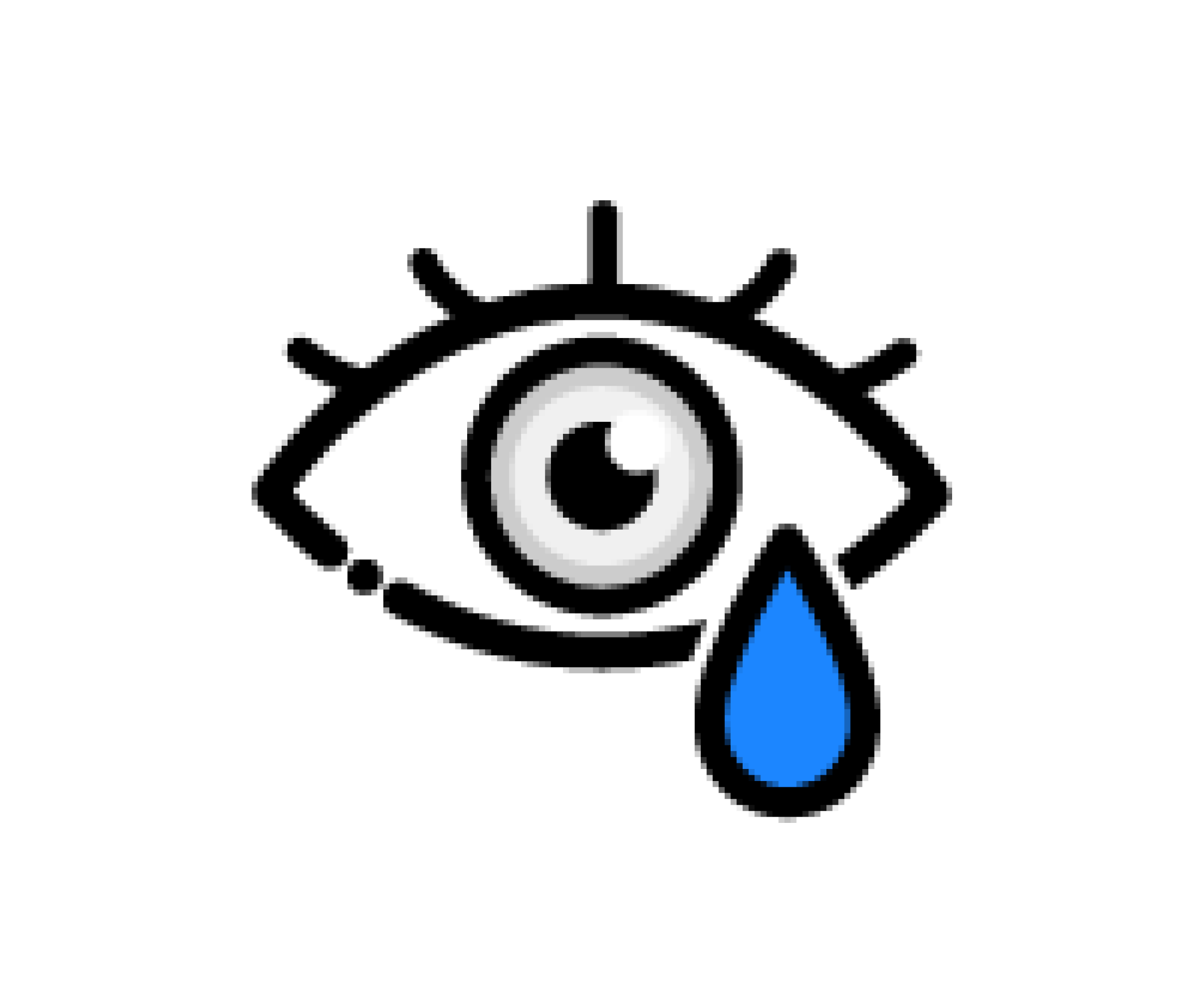 涙とカラーコンタクトレンズ（グレー）を装着した瞳のイラスト