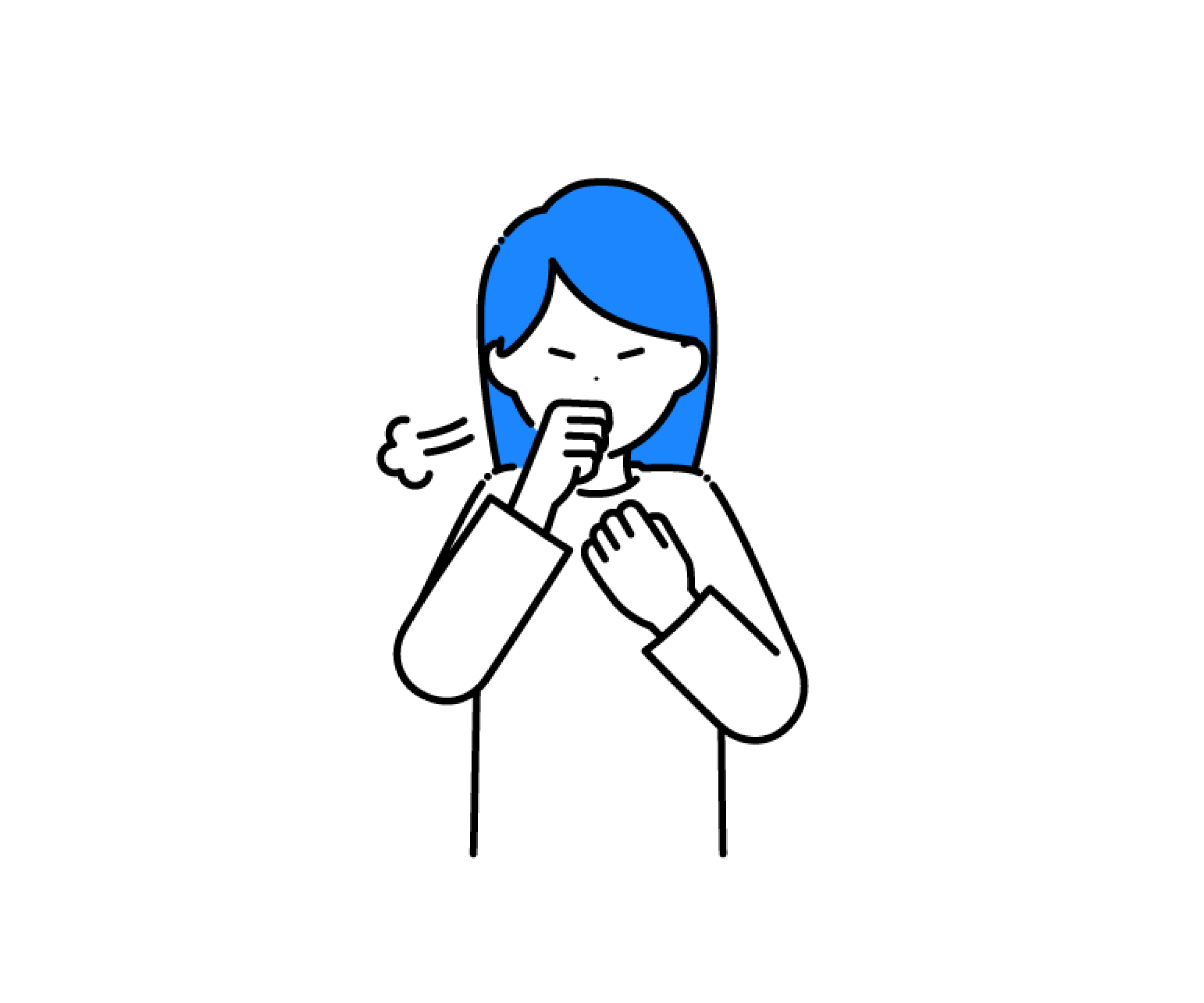 咳をする女性のイラスト