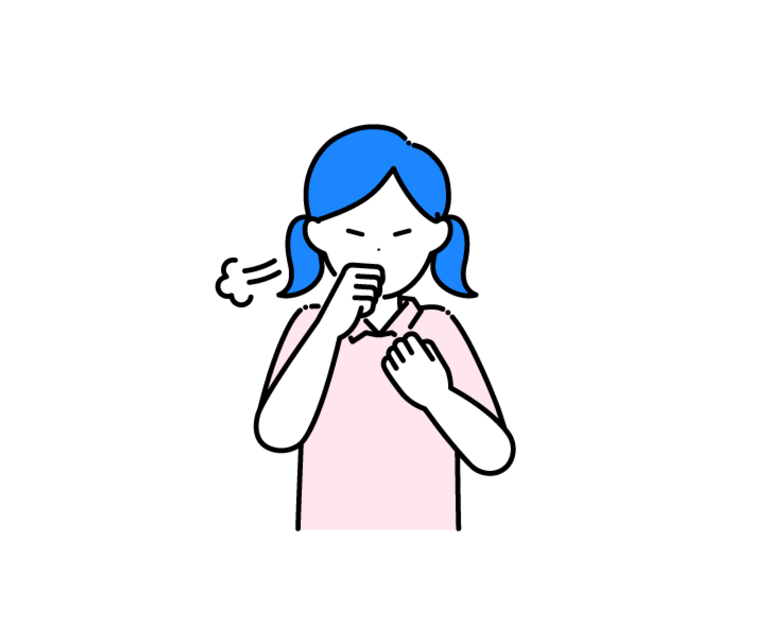 咳をする女の子のイラスト