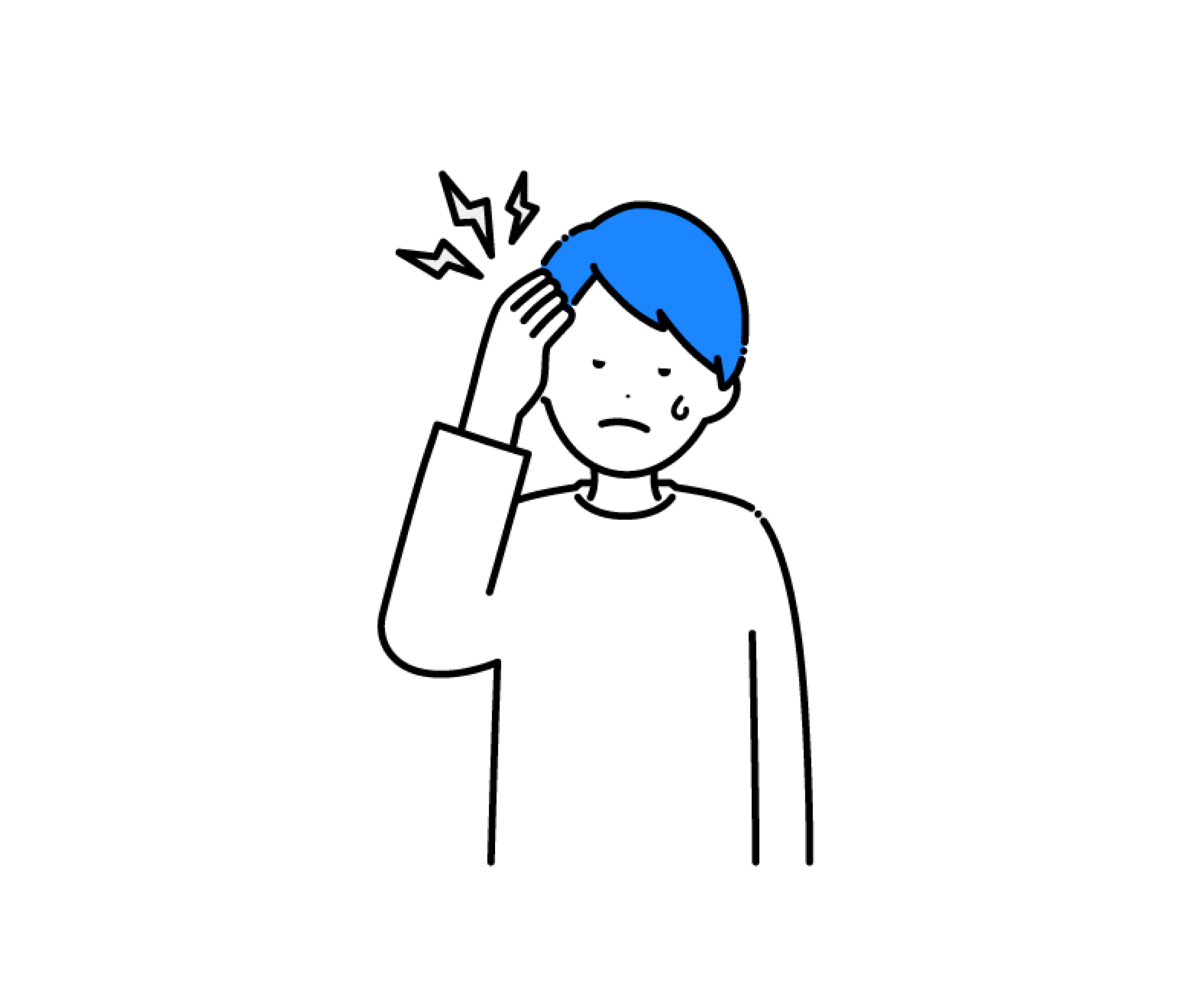 頭が痛い（頭痛）男性のイラスト