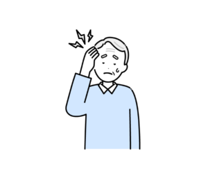 頭が痛い（頭痛）高齢男性のイラスト