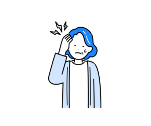 頭が痛い（頭痛）高齢女性のイラスト