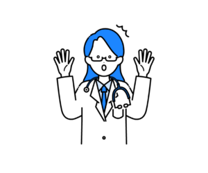 白衣を着て驚く女性医師のイラスト