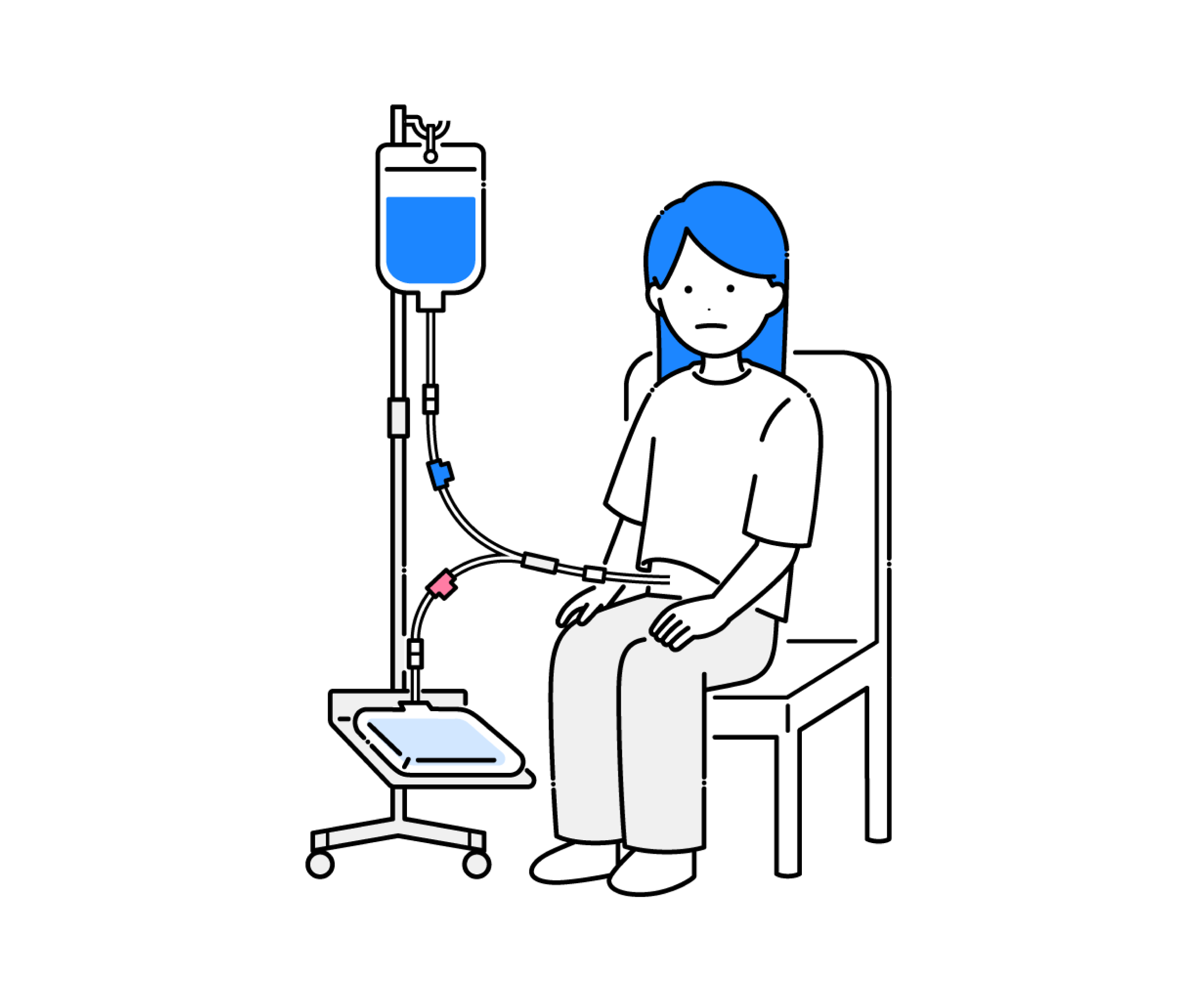 腹膜透析（CAPD）を行う女性のイラスト