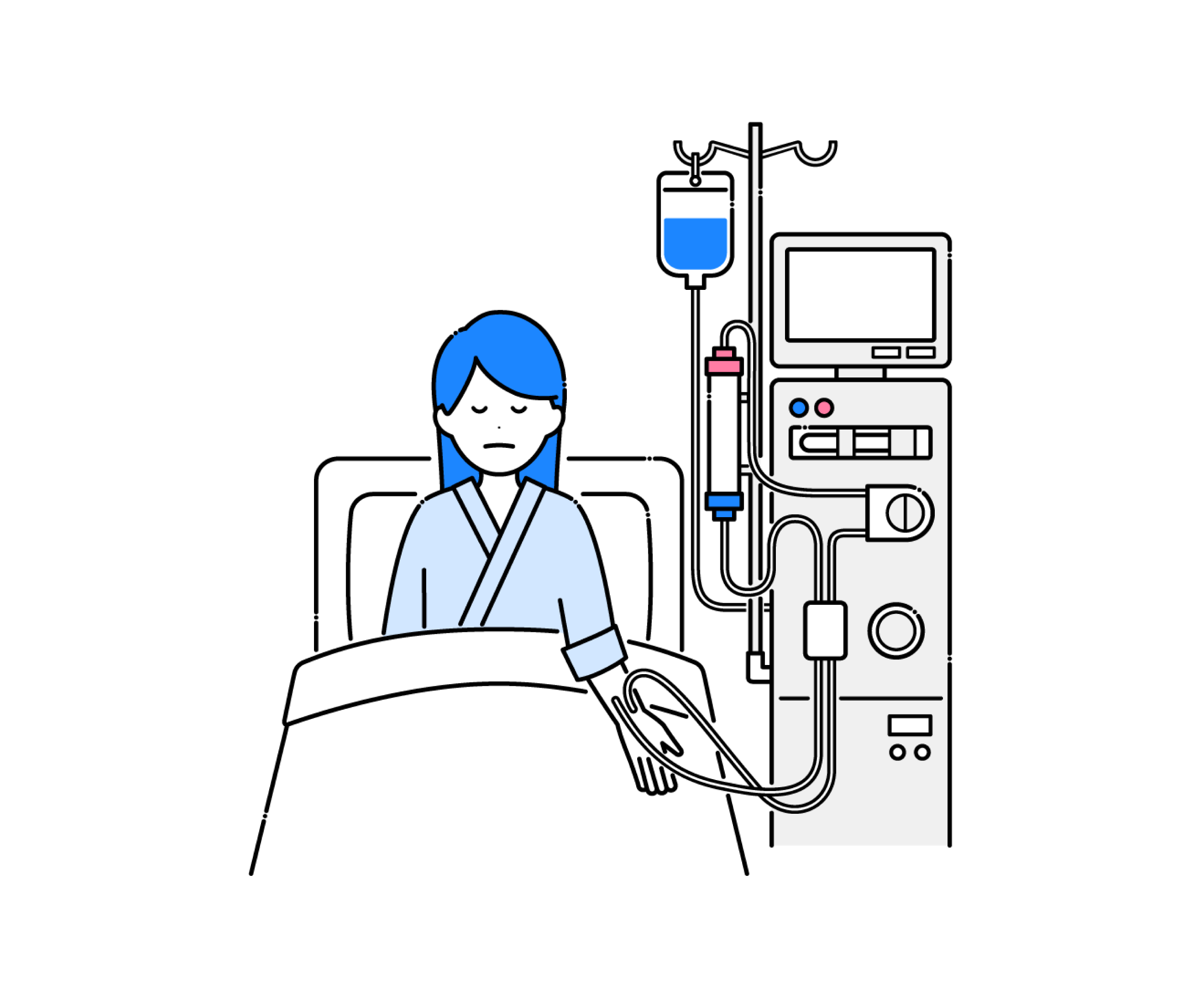 血液透析を行う女性のイラスト